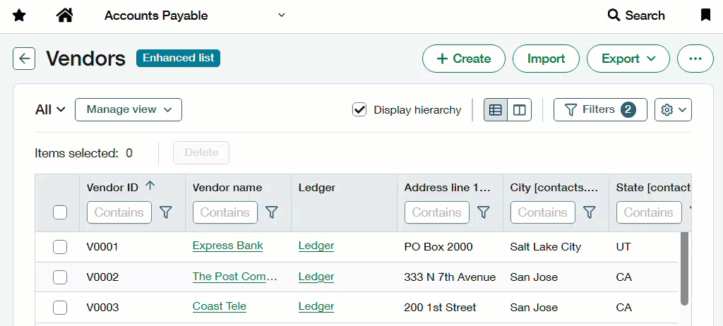 Turn off enhanced list