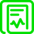 Icon symbolizing a report with lines of text at the top with a graph beneath.