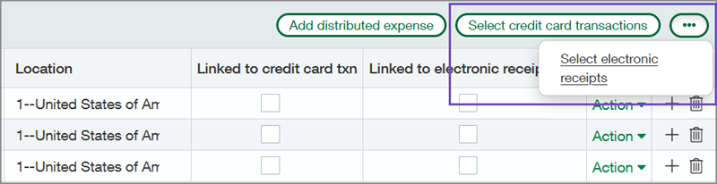 The Select electronic receipts option on employee expense reports.